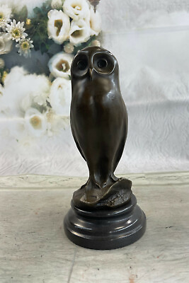 Vintage ornate solid heavy bronze owl Bird animal brass Art Deco Sculpture