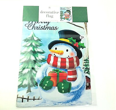 #ad Merry Christmas Snowman Gift Flag Winter Holiday Decorative 12x18 Double Sided