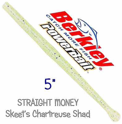 #ad 🐟 Berkley Powerbait 5quot; SKEETS CHARTREUSE SHAD Straight Money PBSM5 SCHS 15 ct