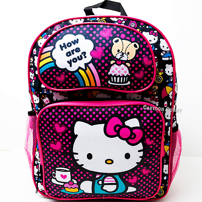 #ad Sanrio Hello Kitty Large 16quot; School Backpack Travel Bag Bear Cupcake New Black