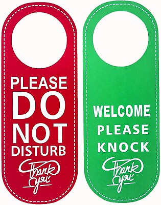 #ad Do Not Disturb Door Hanger Sign Welcome Please Knock Sign Greeamp;Red 2 pcs