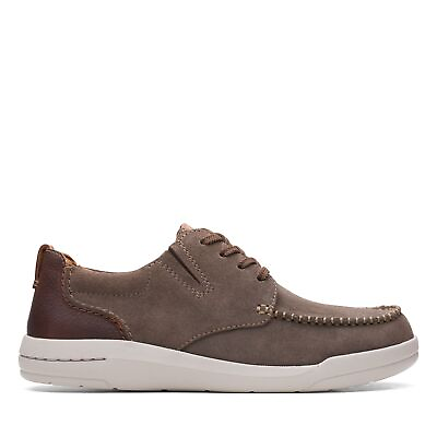 Clarks Mens Driftway Low Beige Leather Shoes