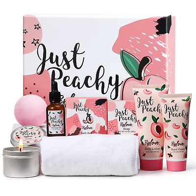 #ad Spa Gift Set for Women Gift Box for Women 8 Piece Spa Kit with Peach Scent Bir