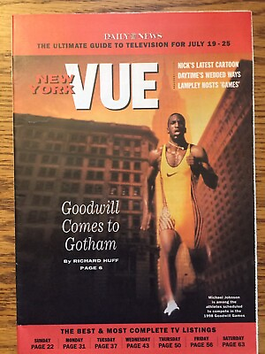 #ad Daily News NY Vue May 1998 Television Guide Michael Johnson The Goodwill Games