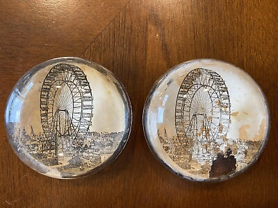 1893 COLUMBIAN EXPO CHICAGO WORLDS FAIR FERRIS WHEEL PAPERWEIGHT TWO FOR ONE