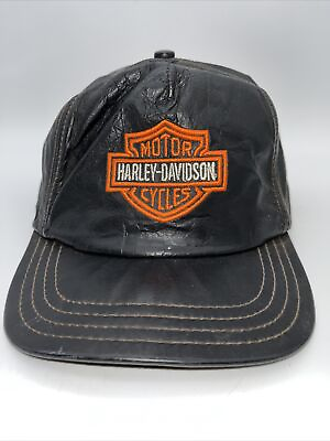 #ad Vintage Harley Davidson Leather Hat Made In USA