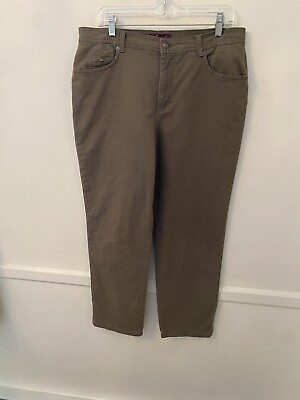 #ad Gloria Vanderbilt Women Size 16 Short Amanda Straight Leg Grey Olive Green Jeans