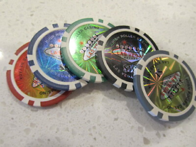 #ad High Roller Laser Las Vegas Sign Casino Chip Lot $1 5 25 50 100 FREE Poker Chip