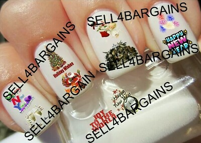 SALE》Merry Christmas and Happy New Year》10 Different Designs》Nail Art Decals