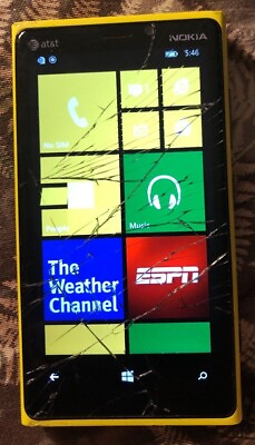 #ad #ad BROKEN Nokia Lumia 920 32GB Yellow ATamp;T Fast Shipping Very Good Used Cracked