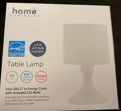 Home Luminaire Bedside Table Lamp with Shade 6.3quot; L x 10.51quot; W Bulb W White