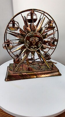 #ad Sunshine Metal Copper VTG Ferris Wheel Music Box Plays quot;Toyland Tested See Video