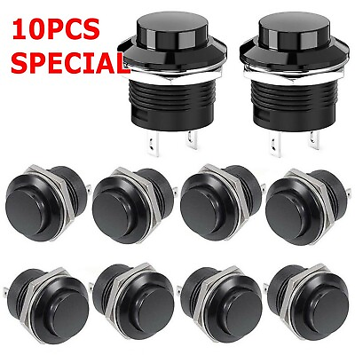 #ad 10 PCS 16mm Push Button Switch Non Lock Momentary Open Round 2 Pins Metal