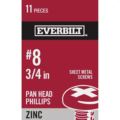 #ad #8 X 3 4 In. Phillips Pan Head Zinc Plated Sheet Metal Screw 11 Pack