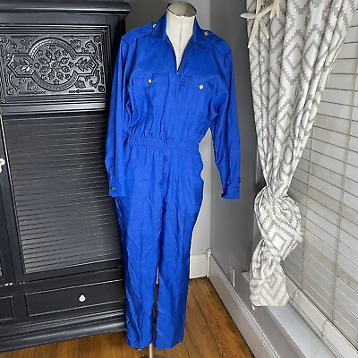 #ad Vintage Saint Germain Royal Blue Jumpsuit USA Size 11 12 French Size 42