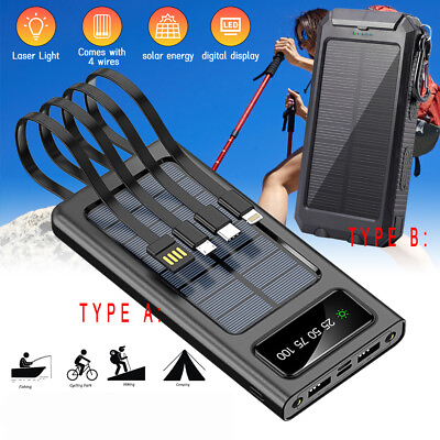 2023 Super 40000000mAh 4 USB Portable Charger Solar Power Bank for Cell Phone US