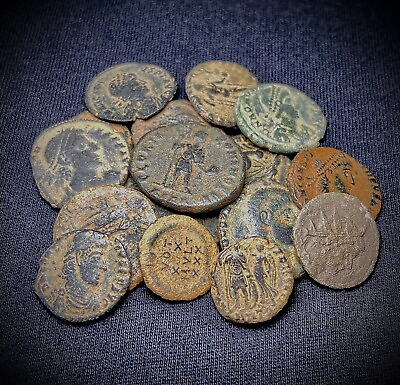 #ad THREE RANDOM ANCIENT ROMAN BRONZE COINS 1500 YEARS OLD