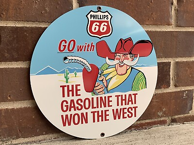 Phillips 66 With Cowboy vintage style gasoline Gas Metal sign