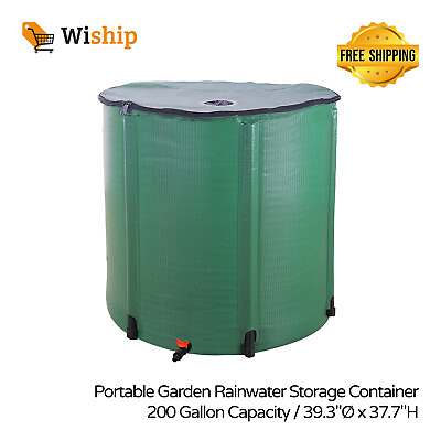 #ad Portable Rain Barrel Foldable Water Container Garden Water Storage Tank Green