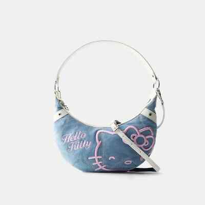 #ad Retro Women#x27;s Hello Kitty denim embroidered bag messenger bag cute croissant bag