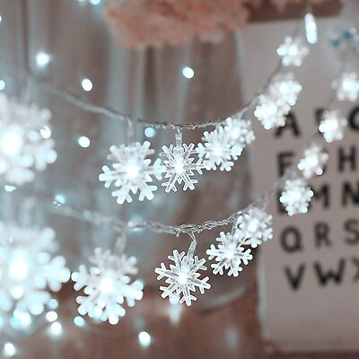 Christmas Lights LED Snowflake String Fairy Lights for Party Xmas Garden Decor