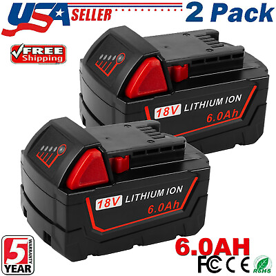#ad 2X For Milwaukee for M18 Lithium 6.0 AH Extended Capacity Battery 48 11 1860