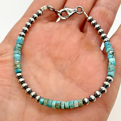#ad Navajo Green Turquoise Heishi Beads amp; Navajo Pearls Bracelet 7.5 inches Native