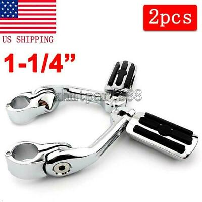 #ad Chrome Motorcycle 32mm Foot Pegs Mount Clamp For 1 1 4quot; Engine Highway Guard