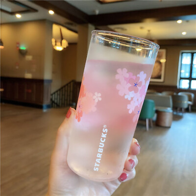 #ad New Starbucks Pink Sakura Cold Color Change Glass Cup Single Mug Limited Edition