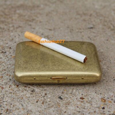#ad Vintage Solid Brass Copper Cigarette Case Holder Box Collectable Xmas Men Gift
