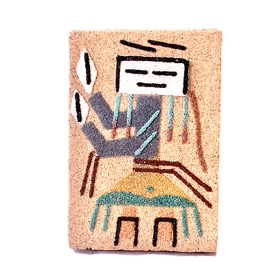 Navajo Mini Sand Art Painting on Pressed Board 2”x3” Signed sale