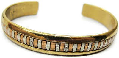 Sergio Lub 3 Tone Copper Cuff Bracelet Non Magnetic Small Brass California