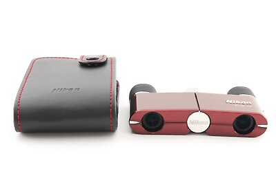 #ad Nikon Binoculars Yu 4X10D CF Roof Prism type 4X10DCF Wine Red Exc JP 1858491