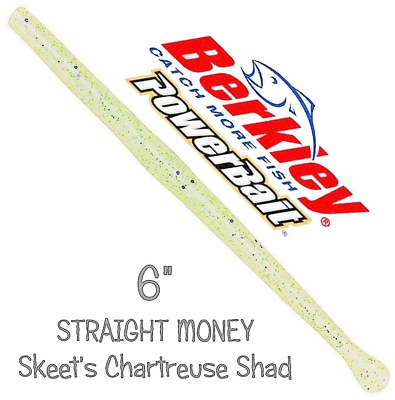 #ad 🐟 Berkley Powerbait 6quot; SKEETS CHARTREUSE SHAD Straight Money PBSM6 SCHS 12 ct