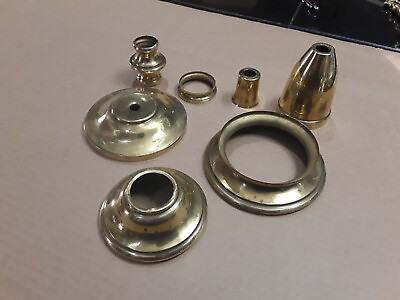 #ad Vintage Brass Chandelier Spacer Pieces Lighting Parts 7 Pcs Light Restoration