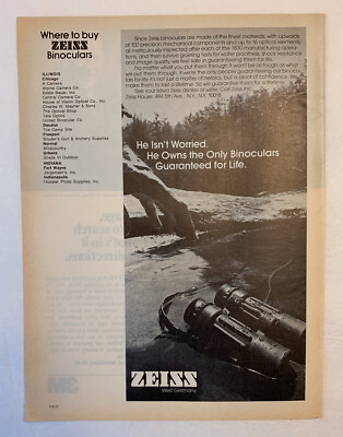 1978 Carl Zeiss Binoculars West Germany Hunting Print Ad Original Vintage
