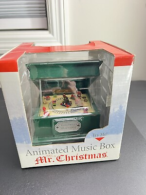 Mr. Christmas Animated Mini Music Box Christmas Morning Train Plays Jingle Bells