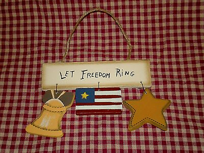 #ad Americana Sign LET FREEDOM RING Patriotic star dangle Home Decor