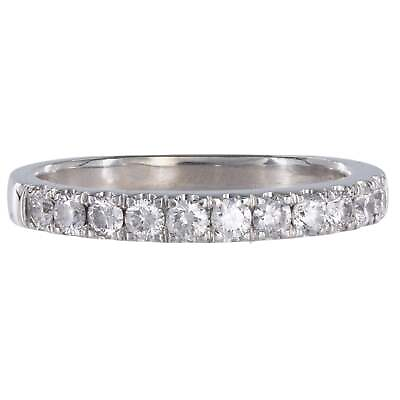 #ad 14K White Gold Lab Grown Diamond Wedding Band Ring