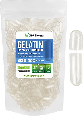#ad Size 000 Clear Empty Gelatin Pill Capsules Kosher Gel Gluten Free Made in USA