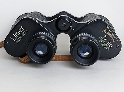 Vintage Hurricane Binoculars 7x50 Brown Leather Case Made in Japan Coated Optics