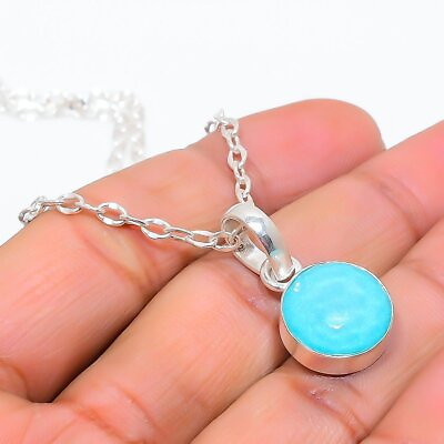 #ad Sleeping Turquoise Gemstone 925 Sterling Silver Jewelry Necklace 20quot; t518