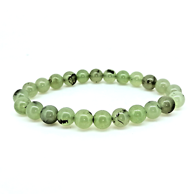 #ad 8 MM Natural Prehnite Beads Love Cystal Chakra Stretchy Healing Bracelet 7.8 In