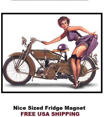 522 Vintage Harley Davidson Girl Nice Refrigerator Magnet
