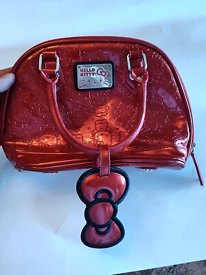 #ad Loungefly Hello Kitty Red Embossed Purse Large Dom Satchel Bag