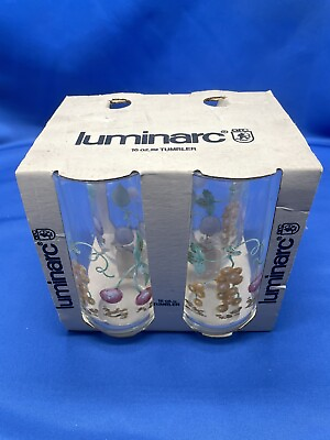 #ad Luminarc Arcoroc MIXED FRUIT Set of 4 16 oz Glass Tumbler NIB