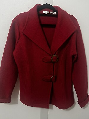 #ad wool jacket red Cardigan pure wool Winter Stretchy V Neck Warm outwear AU 10