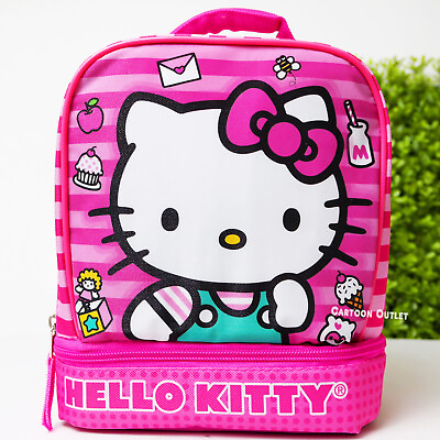 #ad Sanrio Hello Kitty Lunch BOX Lunch Bag Snack Tote Insulated Dual Compartmet New
