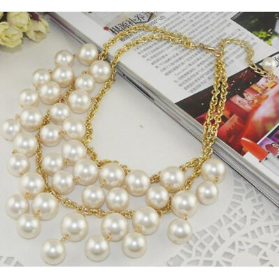 #ad Fashion Pearl Necklace Pearl Chain Necklace Pearl Strands Necklace
