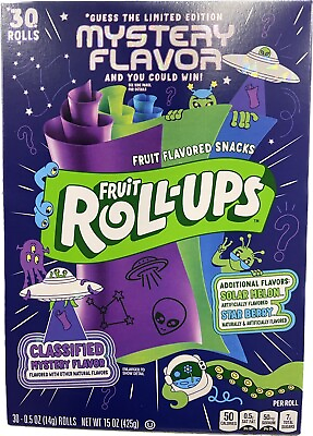 #ad NEW FRUIT ROLL UPS SNACK MYSTERY FLAVOR ED FAMILY PACK 15 OZ 425g BOX 30 ROLLS